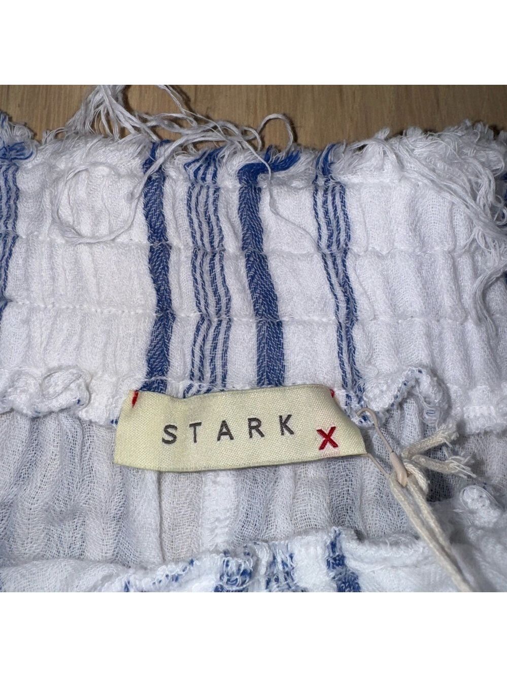 Stark X Blonde Elastic Waist Shorts White And Blue Size XS NWT - Picture 2 of 7